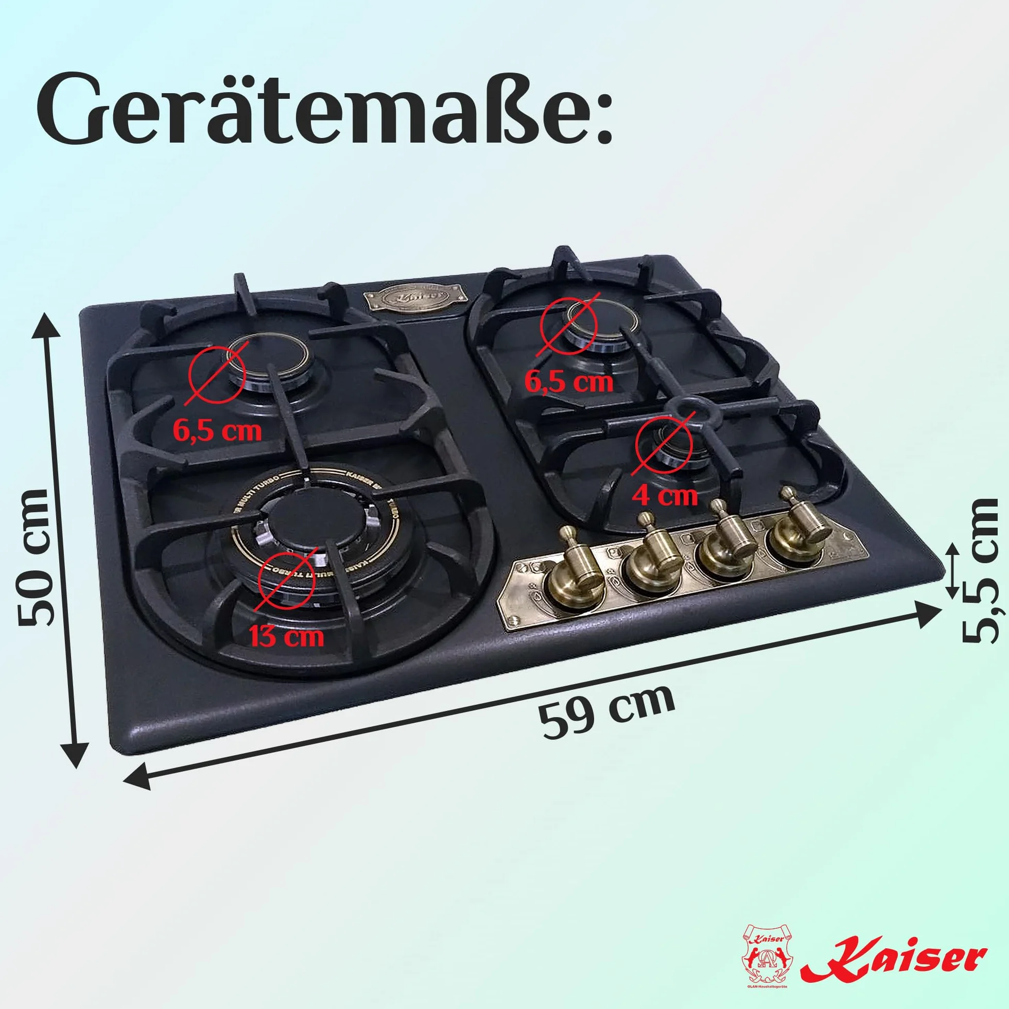 Kaiser Zestaw piekarników EG 6345 Em+KG 6325 Em, piekarnik gazowy do zabudowy 67 l + retro kuchenka gazowa, 60 cm