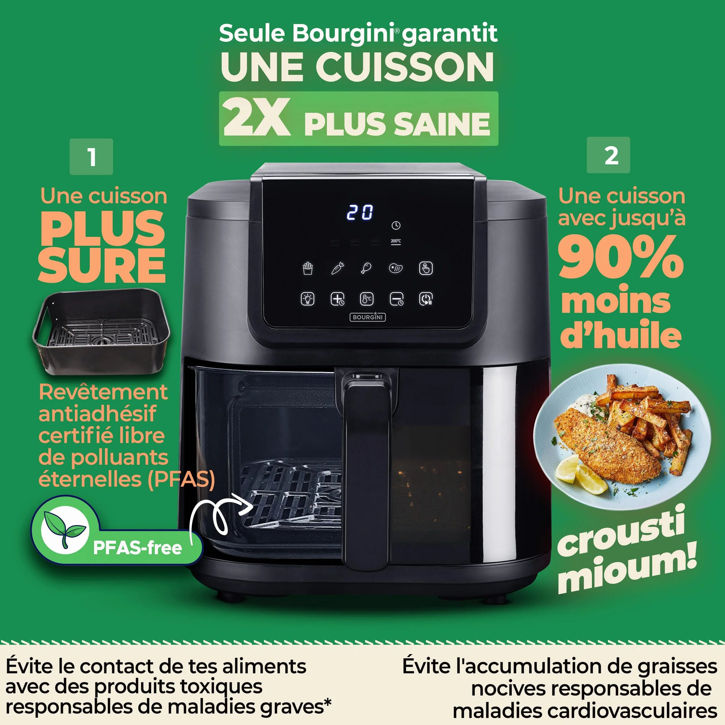 Bourgini Airfryer XXL – pojemność 8 litrów