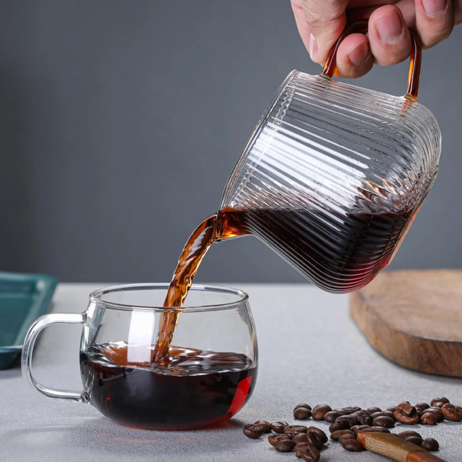 Serwer do kawy z przezroczystego szkła, 600 ml, karafka do nalewania herbaty i kawy
