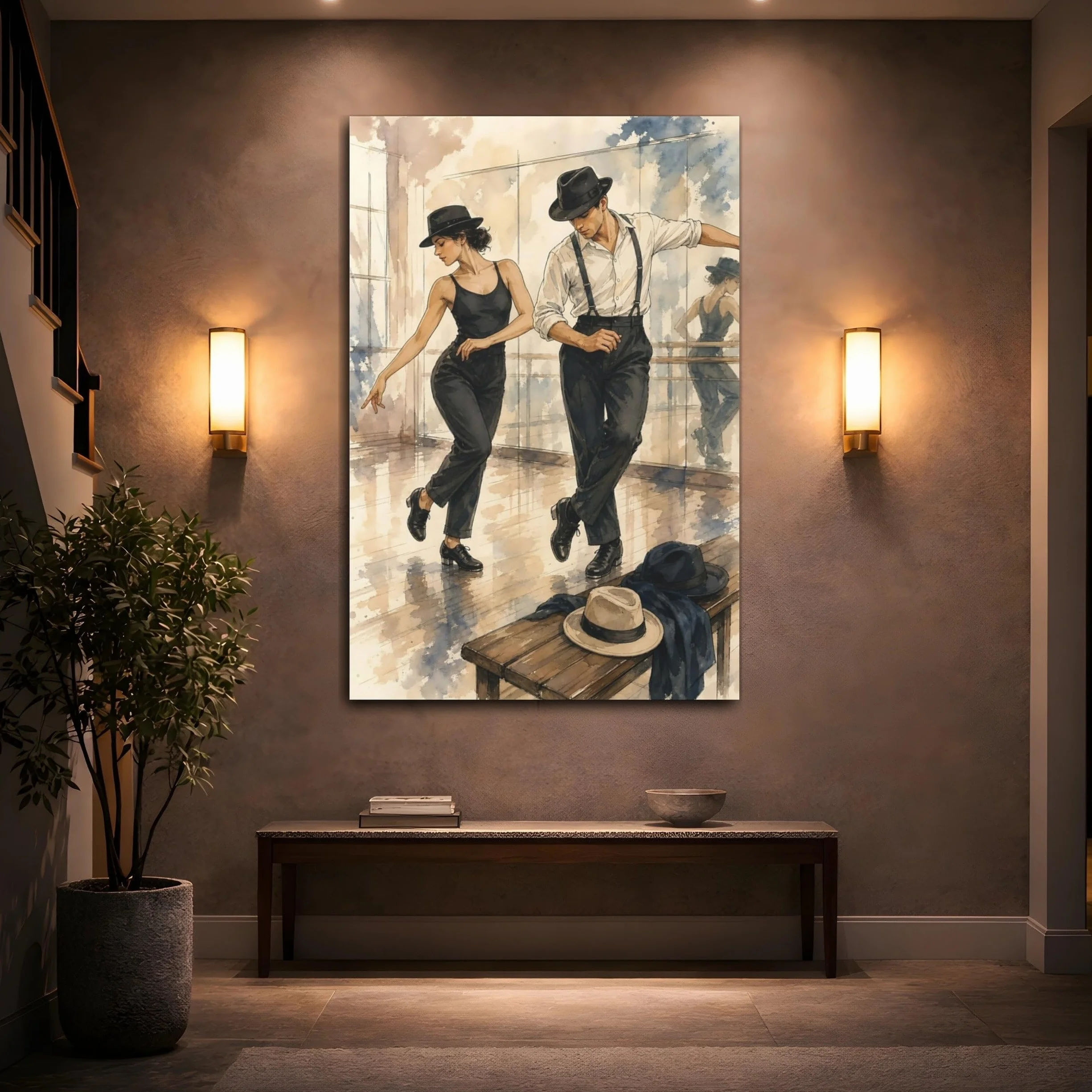 Vintage Dancers Canvas Print – Living Room, Above Console Table 20×30 inch (50×75 cm) - Vertical / 1.25 inch (3 cm)