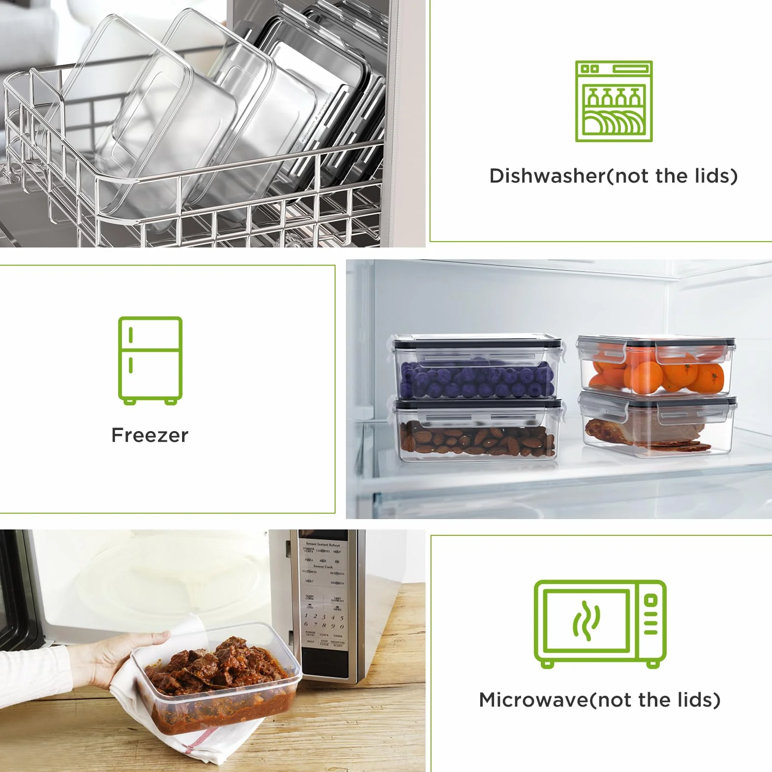 Pojemniki do przechowywania żywności z pokrywkami, (1,6 l * 3 + 1,1 l * 3) Pojemniki do przechowywania żywności w kuchni i na pikniku (zestaw bez BPA)