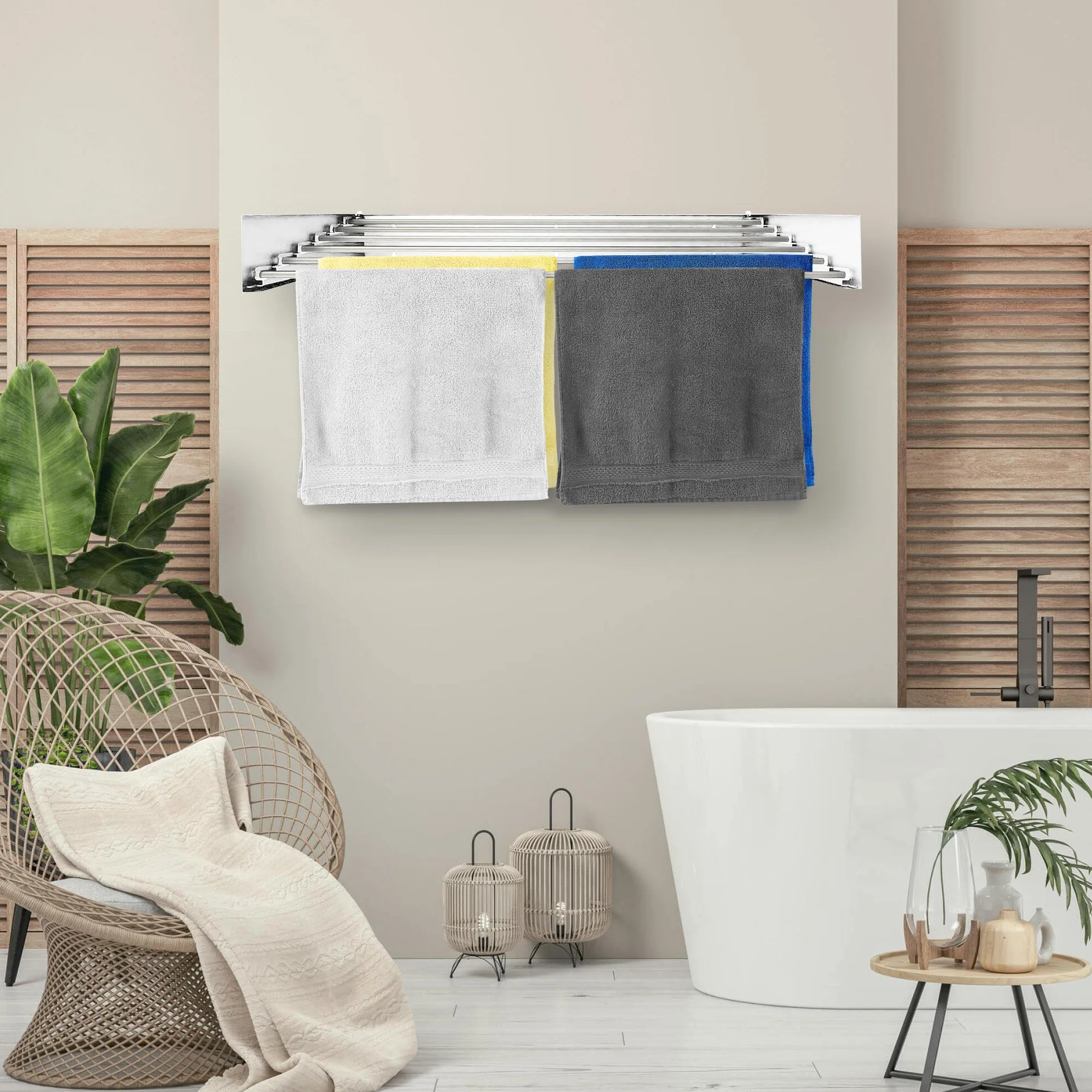 Vonia Suszarka Ścienna – Składana Suszarka Ścienna O Szerokości 80 Cm Do Prania | Aluminiowa Suszarka Do Łazienki I Na Balkon | Wytrzymała Suszarka Do Ubrań Do Użytku W Pomieszczeniach – Biała