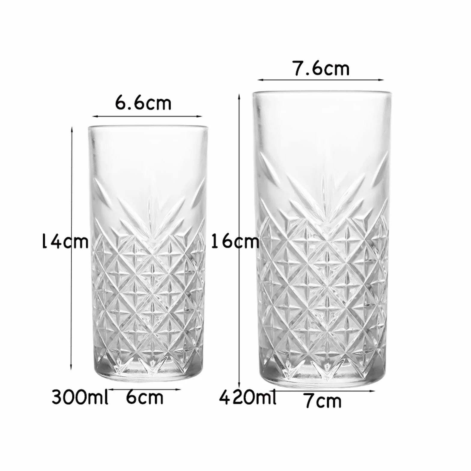 Kieliszki do picia 2 szt. wysokie szklanki do picia gospodarstwa domowego kuchnia zestaw naczyń barowych szklanka do wody, soku, piwa i koktajli kubki (Kolor: Duże 420 ml zestaw 2)