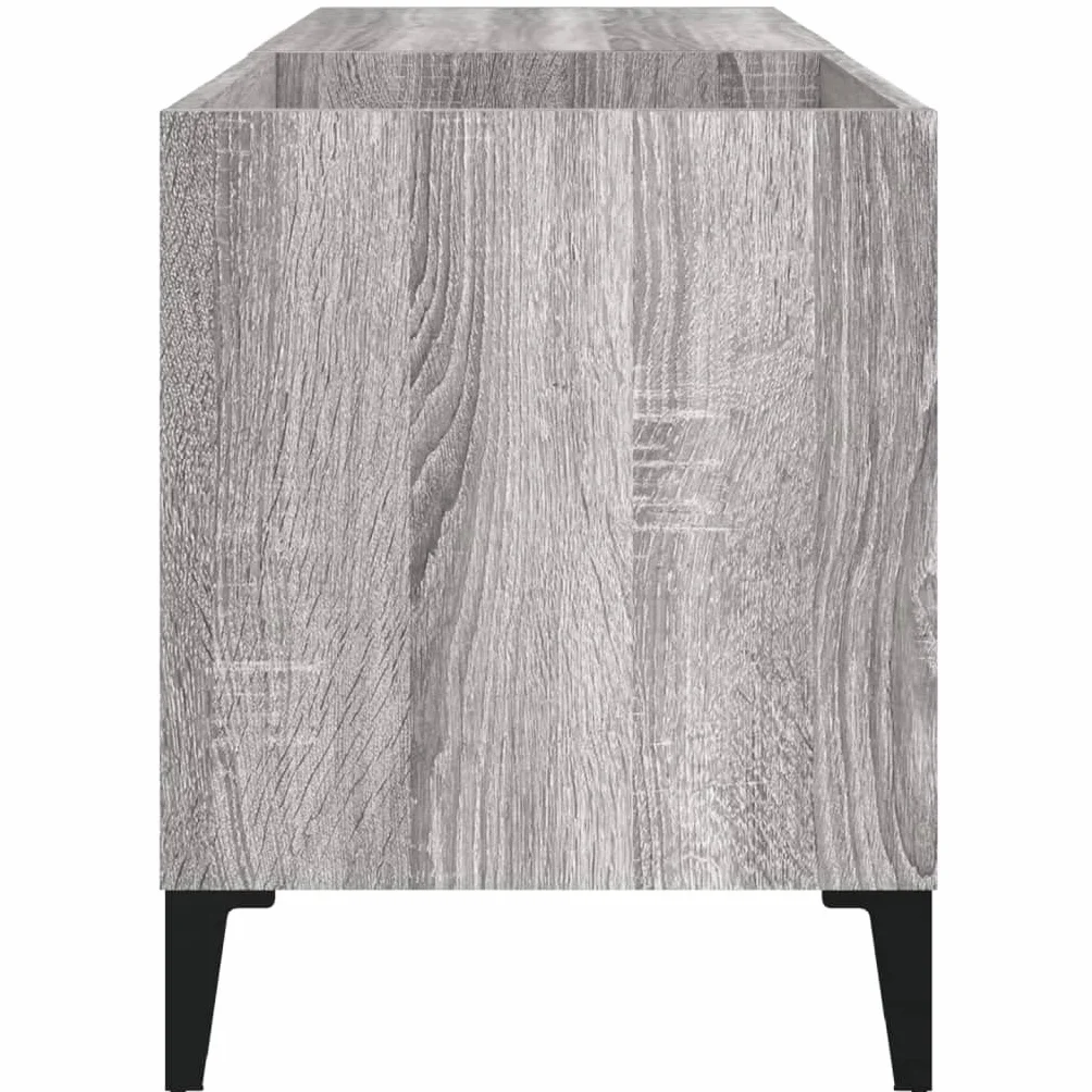 Szafka panelowa Sonoma szara, 84,5 x 38 x 48 cm, materiał drewnopochodny, wytrzymała szafka winylowa z metalowymi nogami, idealna do przechowywania płyt winylowych LP, uniwersalna szafka
