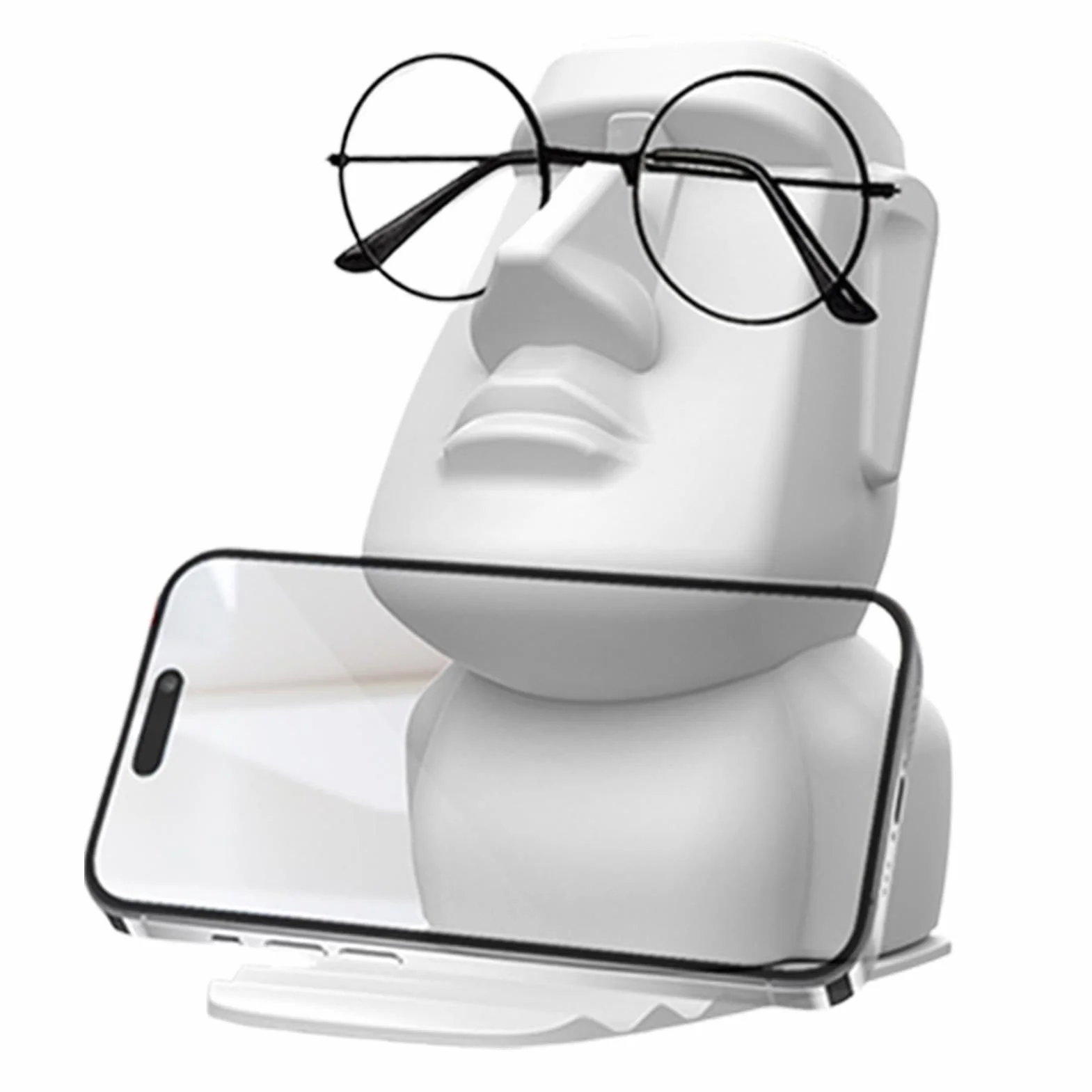 Easter Island Statue Glasses Holder Easter Island Head Eyeglass Stand, Unique Eyewear Display for Nightstand, Desktop, Home Displays Bookshelf Decoration, ABS