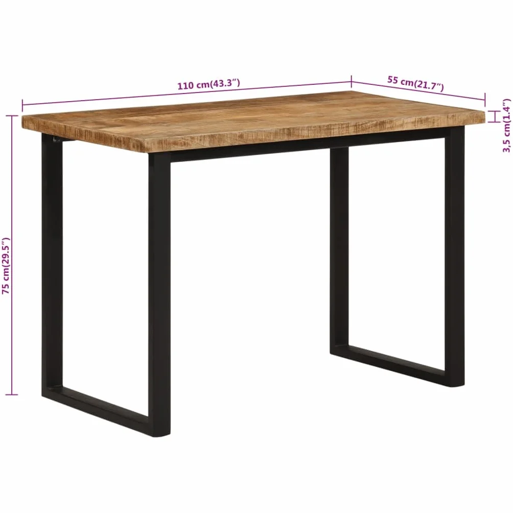 Générique Stół do jadalni z litego drewna mango 110 cm | Trwały i stabilny, wytrzymały top, łatwe czyszczenie, minimalistyczny styl do kuchni i jadalni