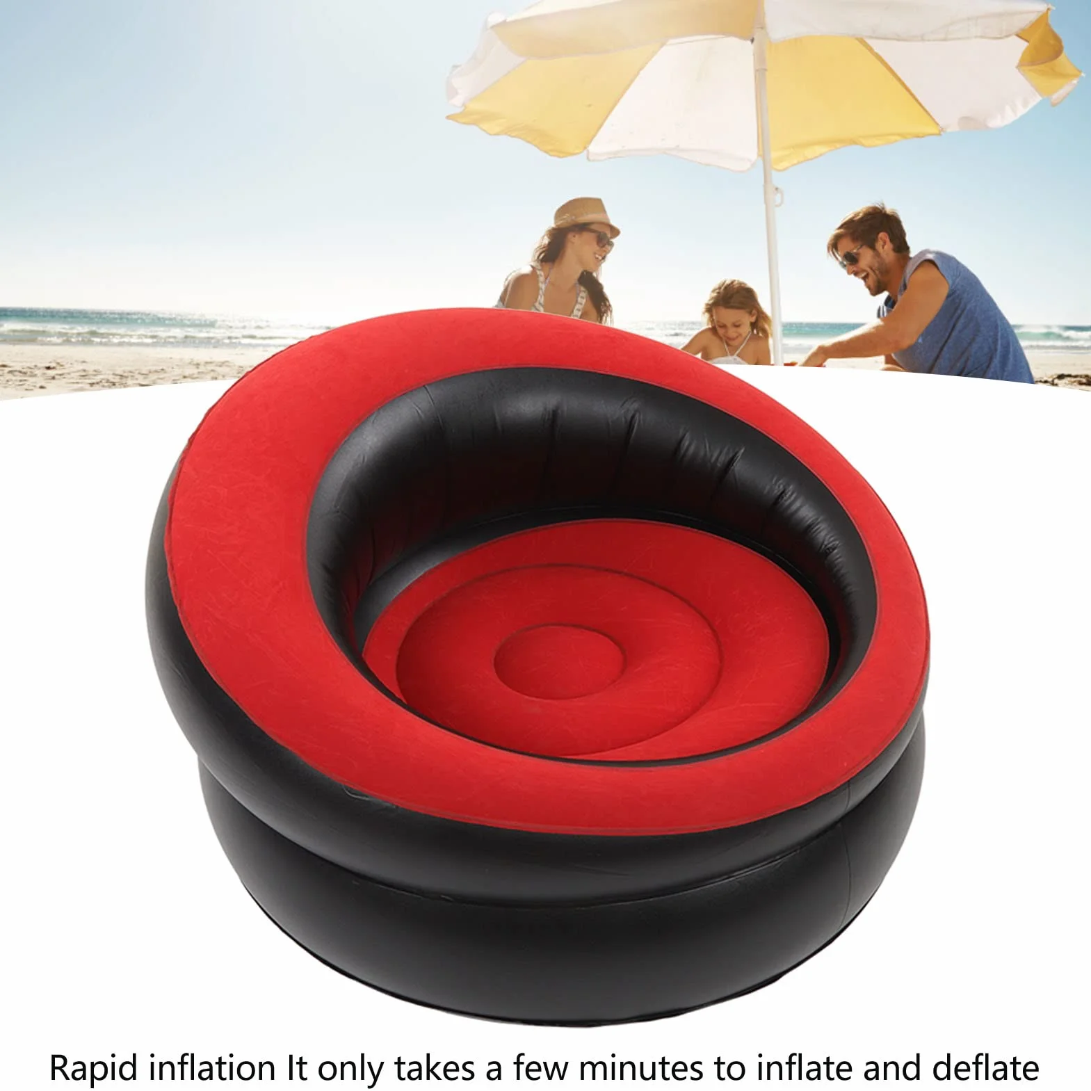 Nadmuchiwana Sofa, Rozkładana Dmuchana Sofa, Dmuchane Kanapy Nadmuchiwany Fotel Wypoczynkowy do Salonu Sypialnia Czytelnia Biuro Balkon Kemping Podróż (Czerwony)