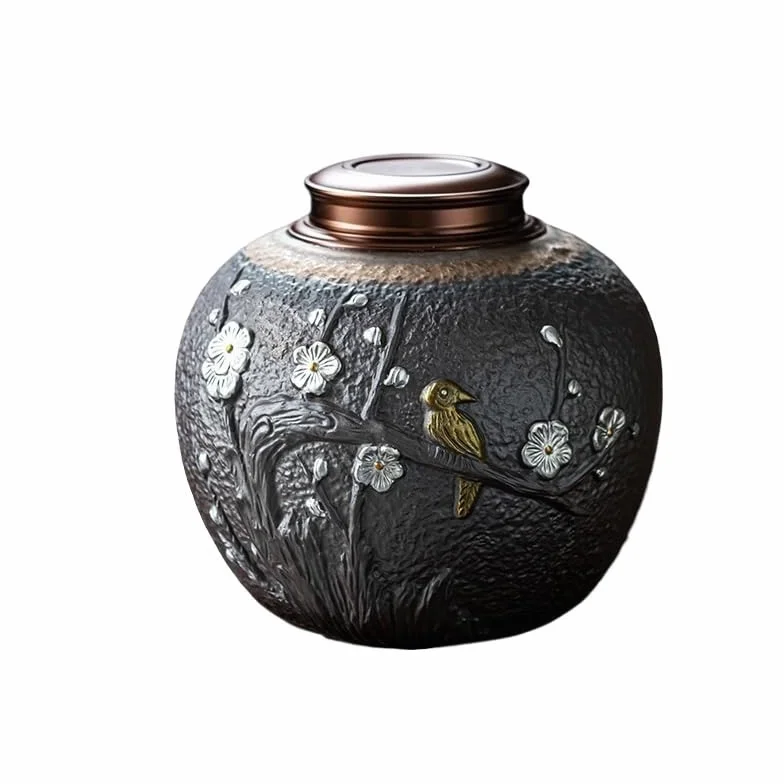 Cukierniczka Ceramiczne puszki na herbatę, duże domowe zielone herbaty, uszczelnione, czarne opakowania herbaty, garnki ceramiczne puszki na herbatę(B)