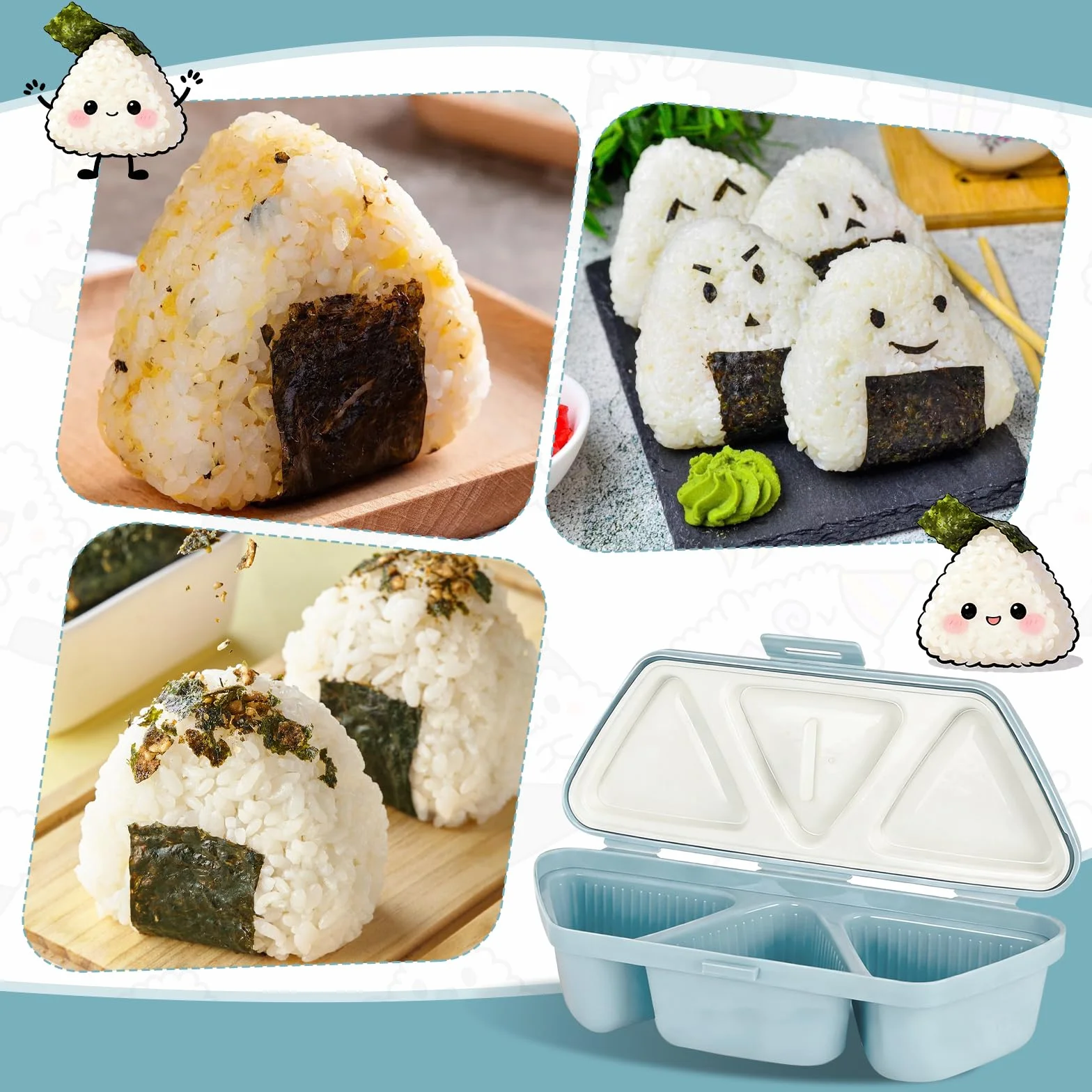 Forma na onigiri 6 w 1 Forma na trójkątne sushi z łopatką Na wycieczki Pikniki Lunchbox Produkcja sushi Forma na ryżowe kule z algą
