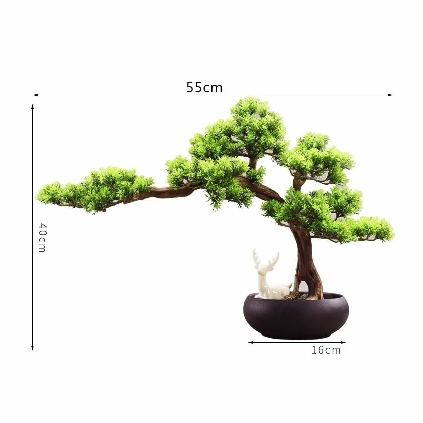 Symulowane rośliny doniczkowe Sztuczna Roślina Ozdoba Z Ceramiczną Doniczką Dekoracja Wejścia Do Salonu Sztuczne Drzewo Bonsai Dekoracje wnętrz(Duży)