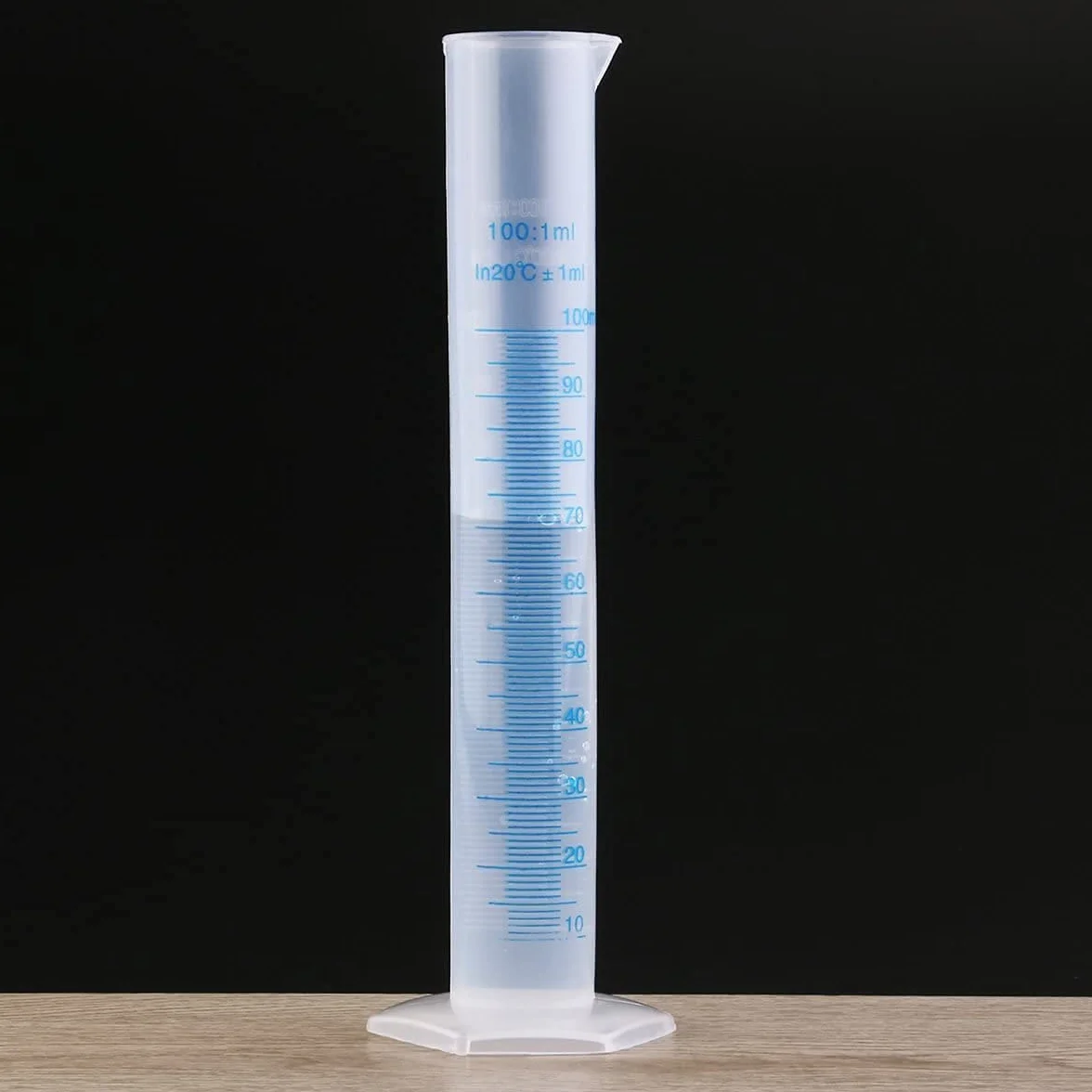 LATRAT Cylinder pomiarowy z tworzywa sztucznego, przezroczysty, 100 ml, tworzywo sztuczne (100 ml)
