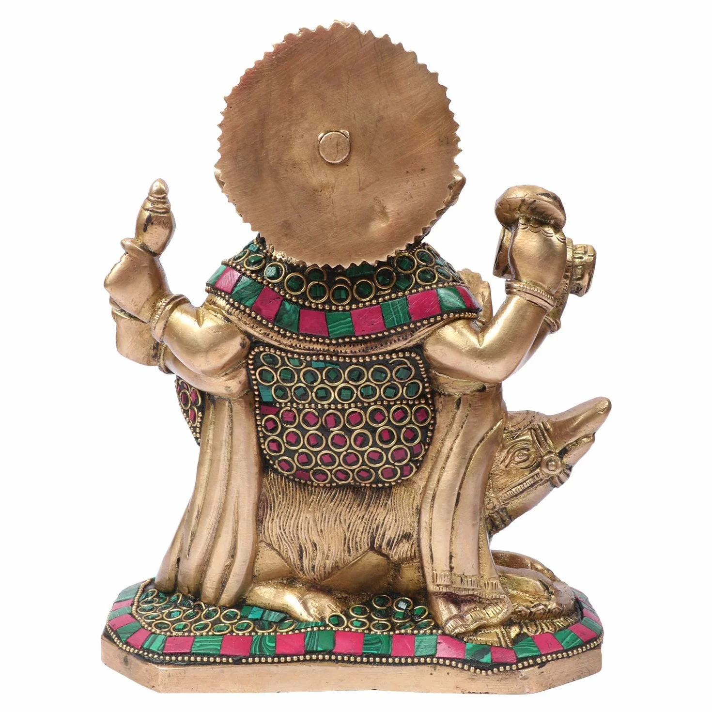 Kartique Mosiężny lord Ganesha Bhagwan idol Mangalkari Ganpati statuetka do wejścia do domu dekoracja salonu siedzący na myszce Mooshak Sawari złoty wielokolorowy wysokość 20 cm