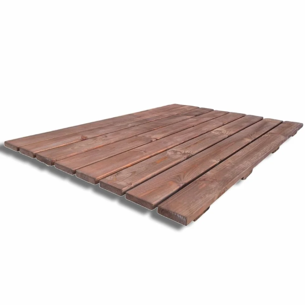 Antypoślizgowy podnóżek prysznicowy, 118 x 78 cm, z impregnowanego drewna sosnowego, kolor teak