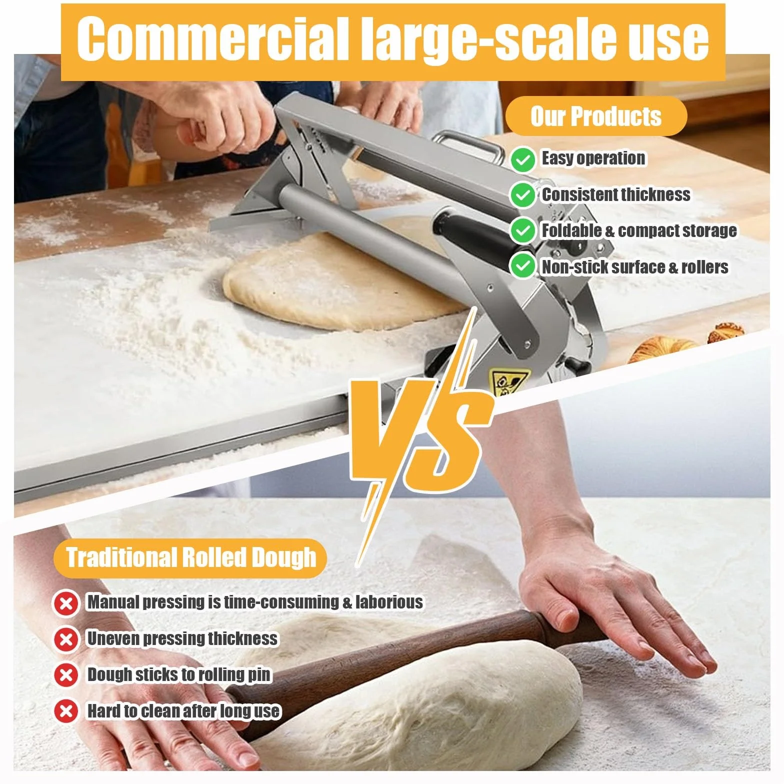 Wałek do Ciasta Maszyna do Ciasta Laminator do Ciasta Ręczny Wałek Ciasta Składany Do Croissant Pizza i Wypieki(Home-Use32.7x18.9in)