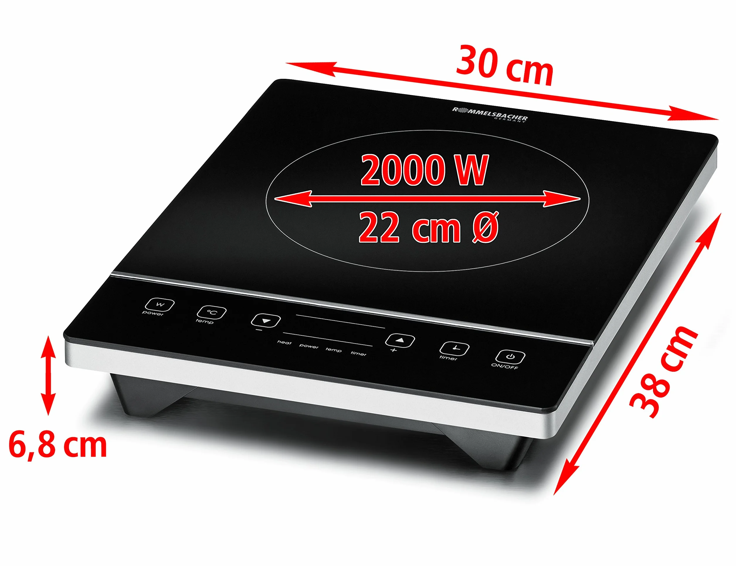 Rommelsbacher CT 2005/IN Pojedyncza płyta indukcyjna, 2000 W, czarna/srebrna