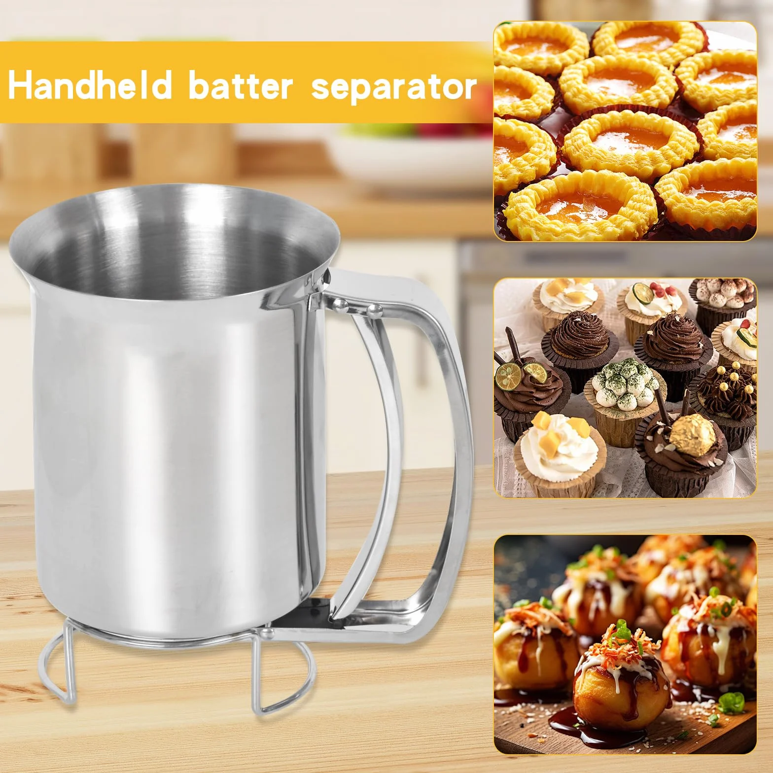 Dozownik do naleśników 900 ml, dozownik do ciasta ze stali nierdzewnej, dozownik ciasta do ciast, narzędzie DIY, dozownik lejka do ciast, naleśników, babeczek, gofrów
