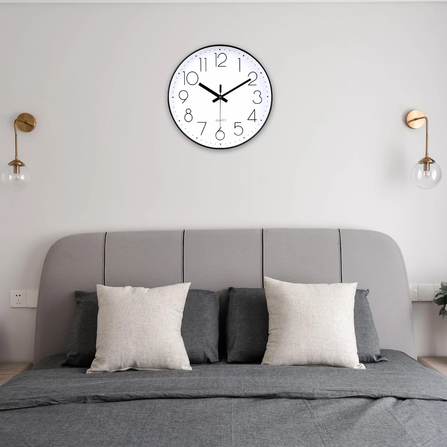 jomparis Nowoczesny kwarcowy, bezgłośny zegar ścienny, 20 cm, pełzający sekundnik bez tykania, analogowy zegar ścienny, dekoracja do salonu, pokoju dziecięcego, kuchni, biura, sypialni (czarny)