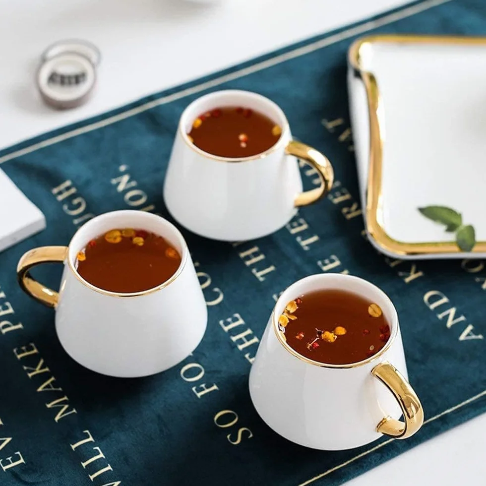 Zestaw Herbaty 8 Sztuk Zestaw Do Herbaty Styl Europejski Szkliwione Porcelanowe Serwisy Kubki I Taca Na Kawę Popołudniowa Herbata Drinkware Kawy Dzbanek do Filiżanki(White)