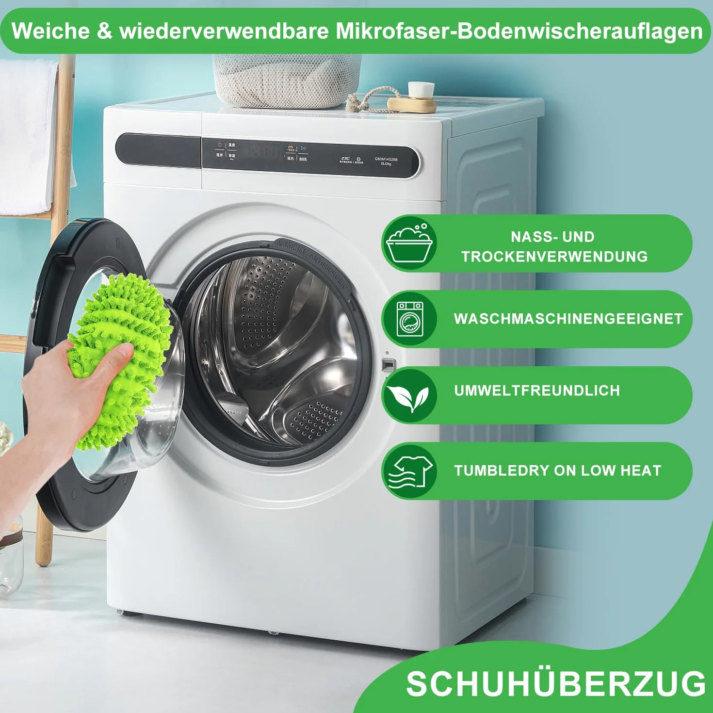 3 pary pantofli czyszczących z mikrofibry, zdejmowane kapcie uniwersalne
