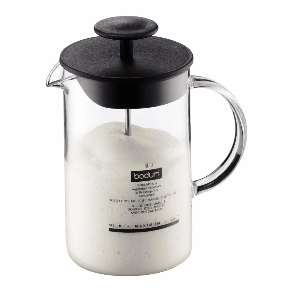 Bodum 1446-01 Latteo Spieniacz Do Mleka Z Uchwytem Szklanym 0.25L Czarny/Przezroczysty