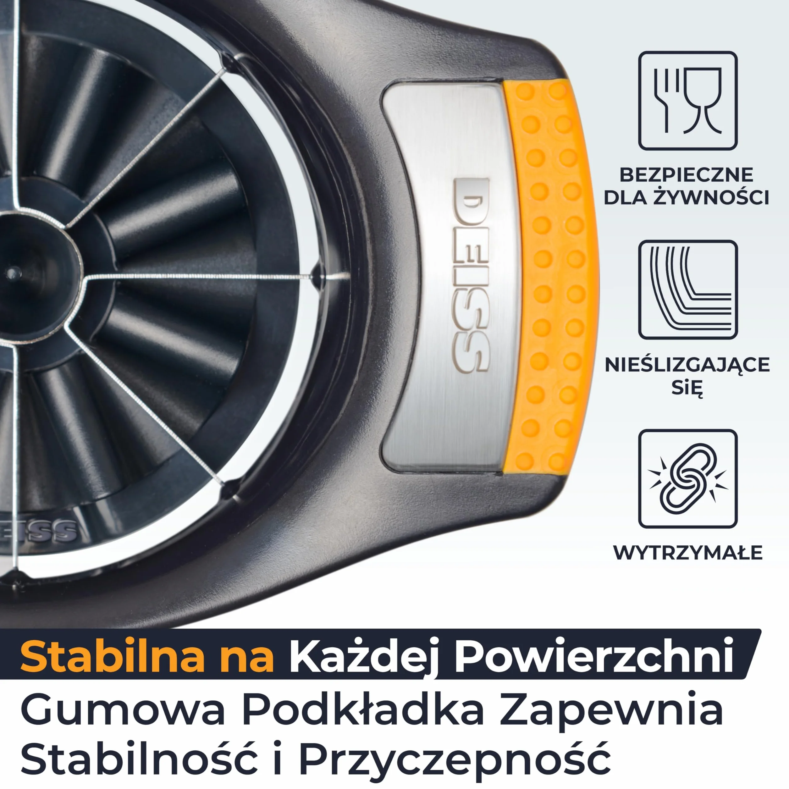 Deiss LUX Duży wydrążacz do jabłko, podstawowy wydrążacz z tnącą podstawą, stalowa narzędzie na 8 części, nadająca krajalnica