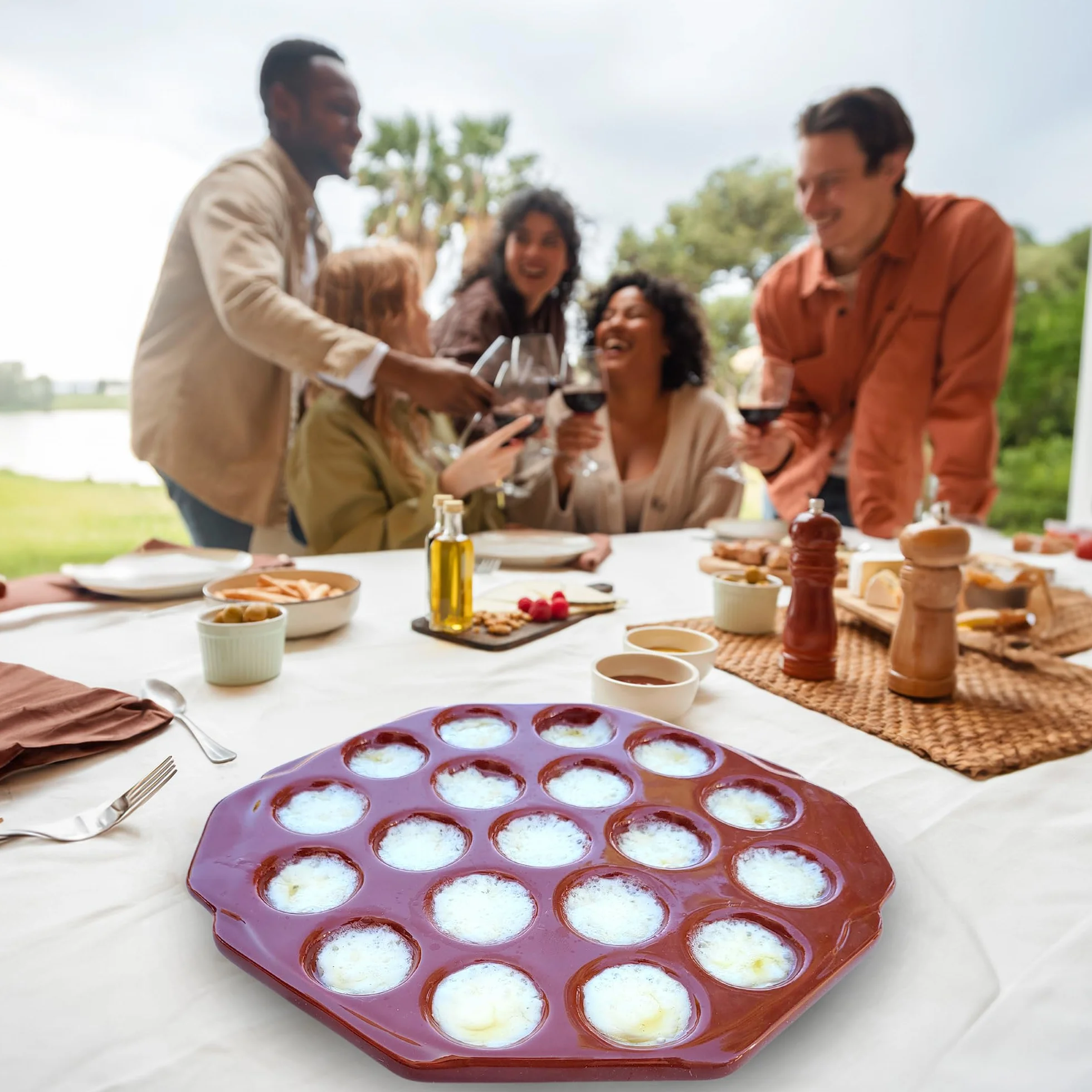 Provolonera Ser Provolone 19-wnękowa ceramiczna terakota provolonette grill kuchenka mikrofalowa topiony ser ślimaki towarzyszyć pieczeniu, grill, grill, posiekane jedzenie lub kolacja.