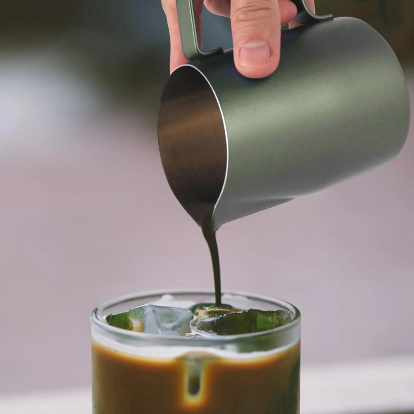 2 zestawy kubków do spieniania mleka do kawy do latte art chai, cappuccino, zielony, 600 ml
