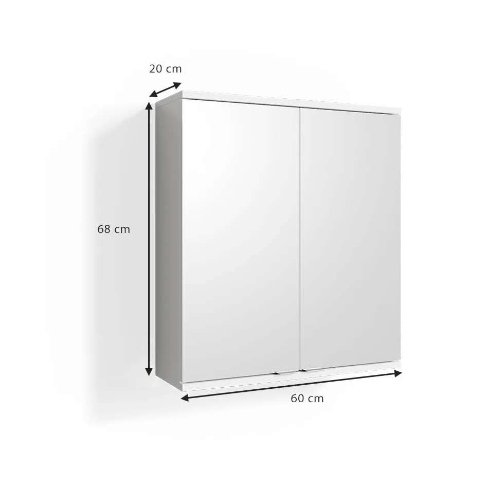 Vicco Szafka z lustrem łazienkowa Roy Biały 60x68 cm