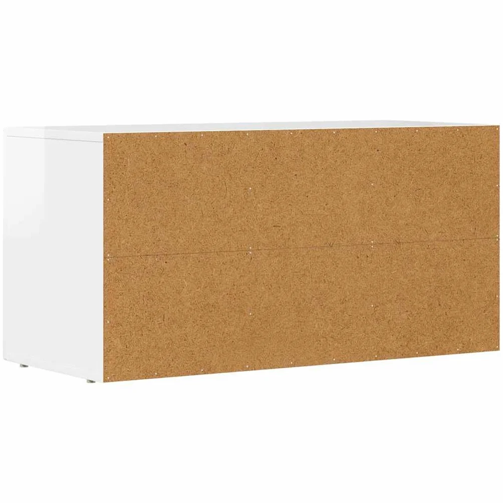 Szafka pod telewizor o wysokim połysku, biała, 80 x 35 x 40 cm, materiał drewnopochodny, konsola medialna z 5 półkami, wytrzymała konstrukcja, do salonu, sypialni, uniwersalna podstawka pod