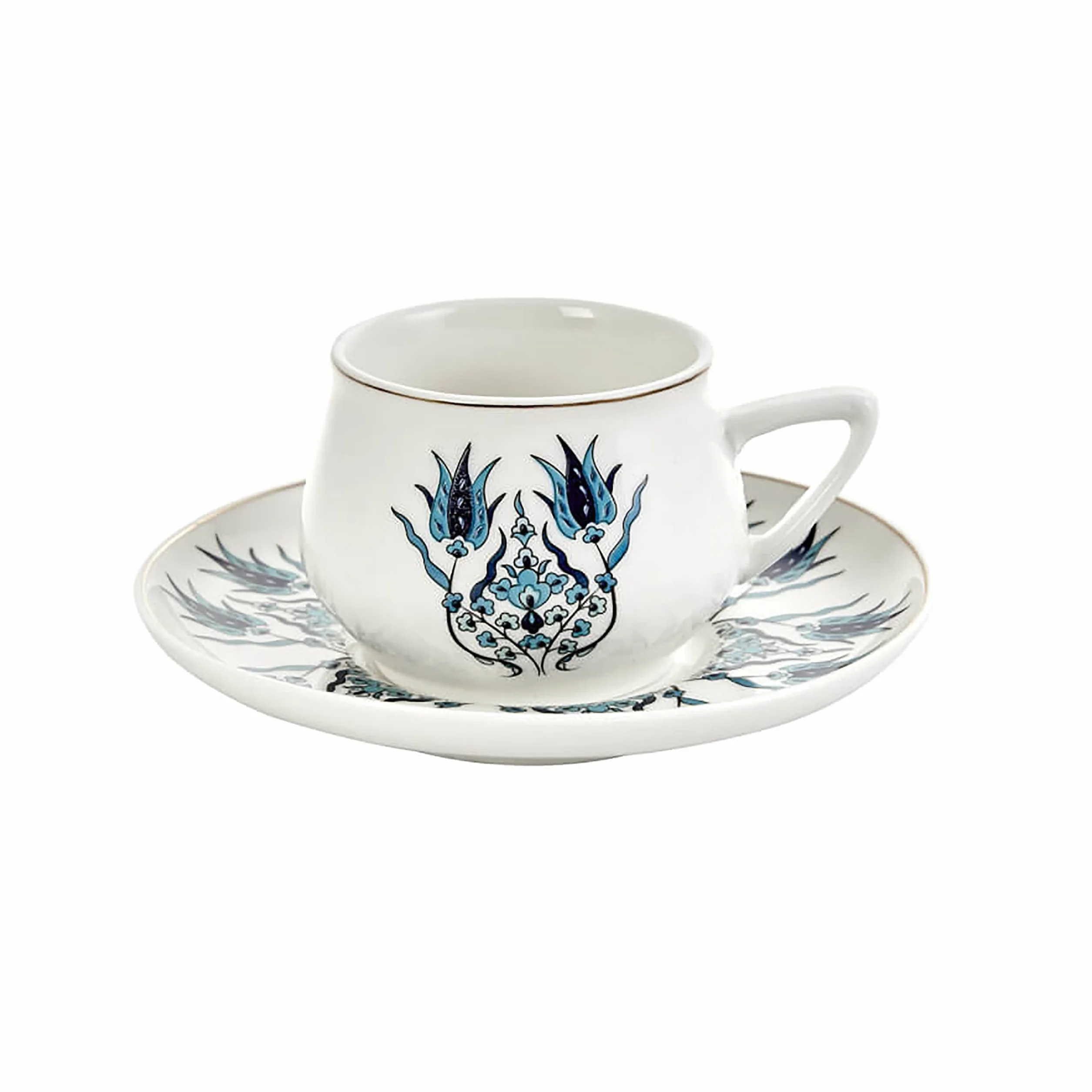 Karaca Iznik New Form turecki zestaw filiżanek do kawy dla 6 osób, 12-częściowy kubek ze spodkami, mały porcelanowy zestaw do espresso, idealny do serwowania greckiej, arabskiej kawy (100 ml)