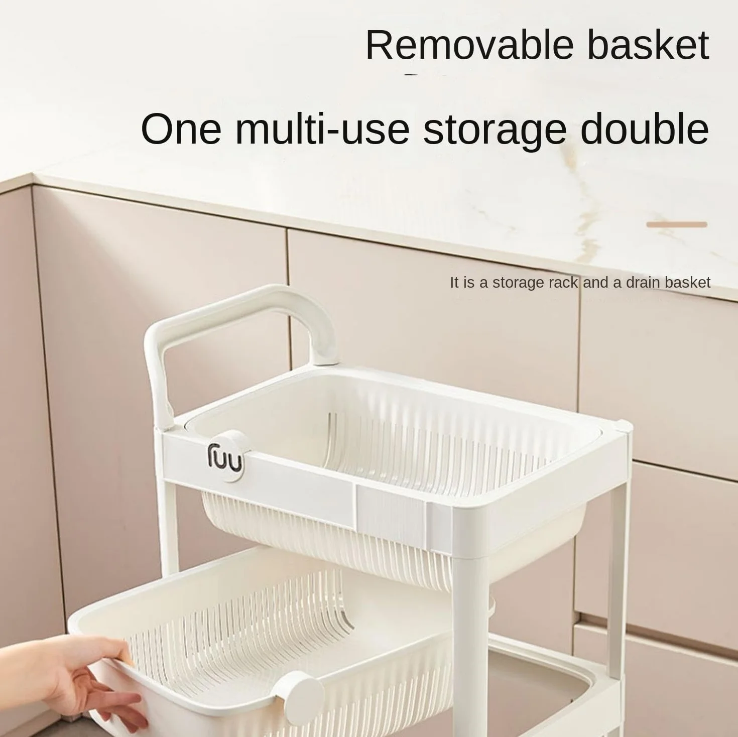 Regał na Kółkach do Kuchni Wózek Do Przechowywania Owoców I Warzyw Na Kółkach, Wielowarstwowy, Kuchni Łazienki Wózek Kuchenny z Kółkami(White,3 Tier)