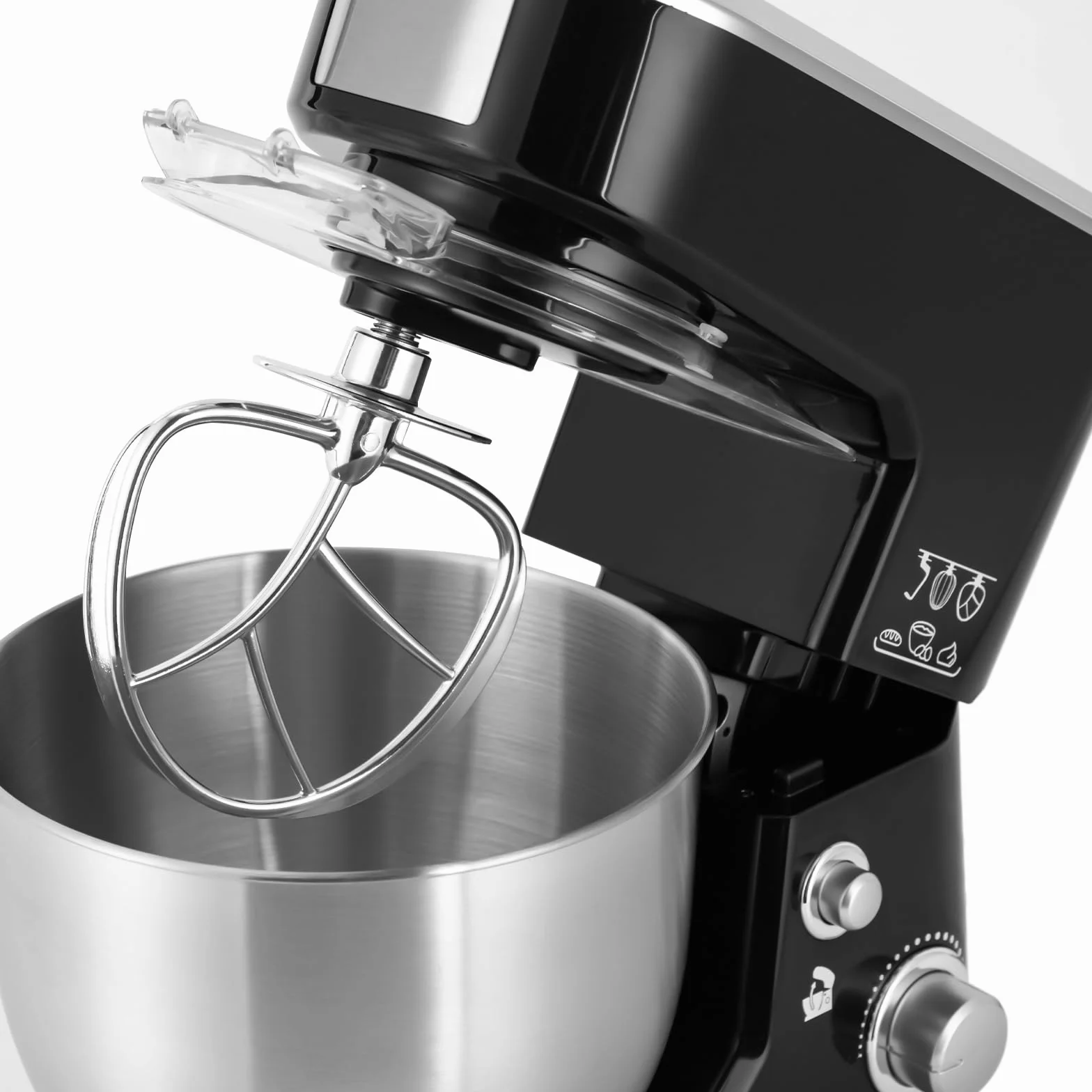 Mikser kuchenny, robot kuchenny z miską do mieszania 1,1 galona, 1000 W, cicha praca, urządzenie kuchenne, trzepaczka, hak do zagniatania, trzepaczka, do koktajli, pizzy, gofrów, koktajli mlecznych