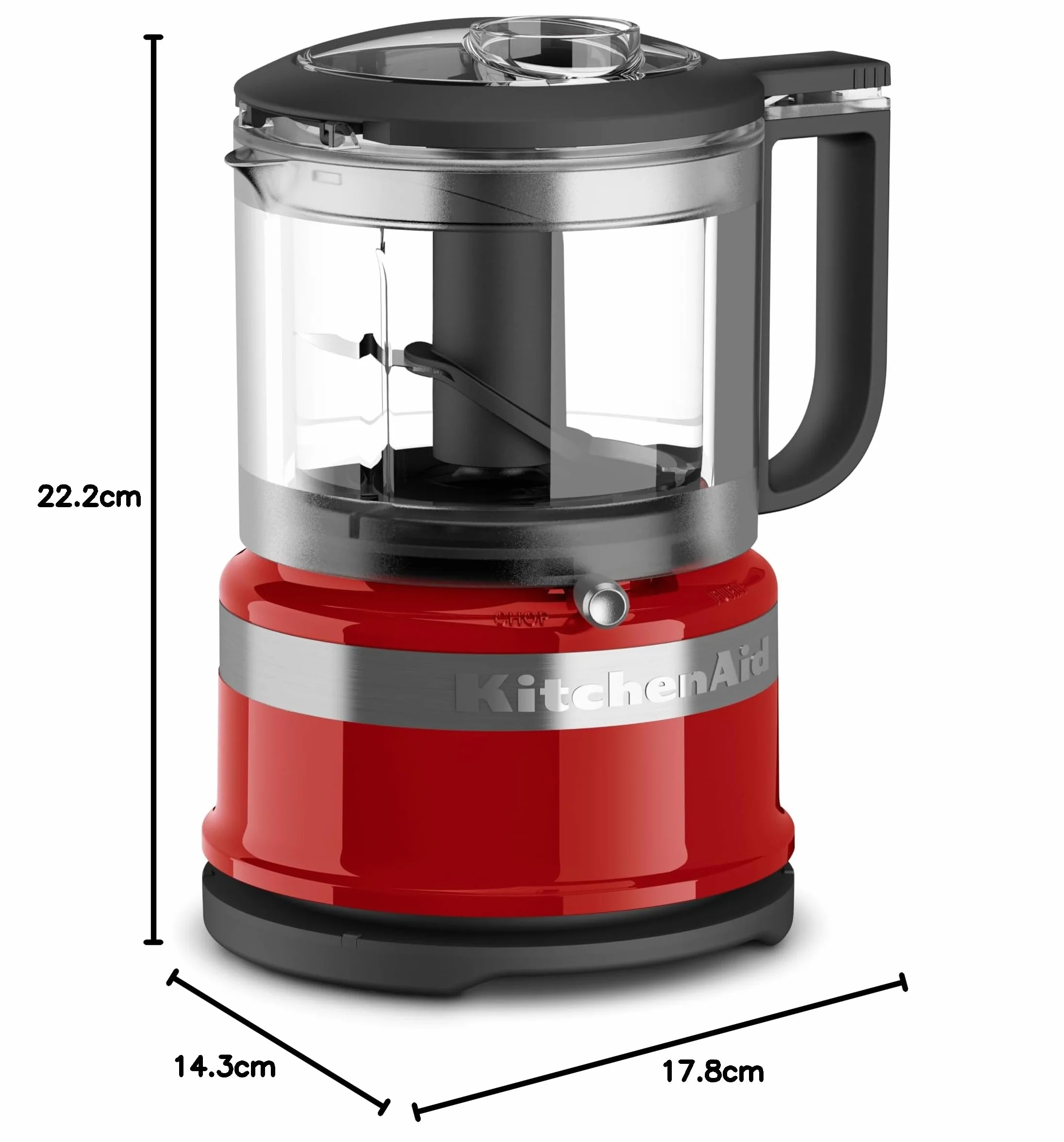 KitchenAid 5KFC35616 EER, Mini robot kuchenny, doskonały do ​​siekania, przygotowywania dressingów i sosów, Empire Red, 830ml