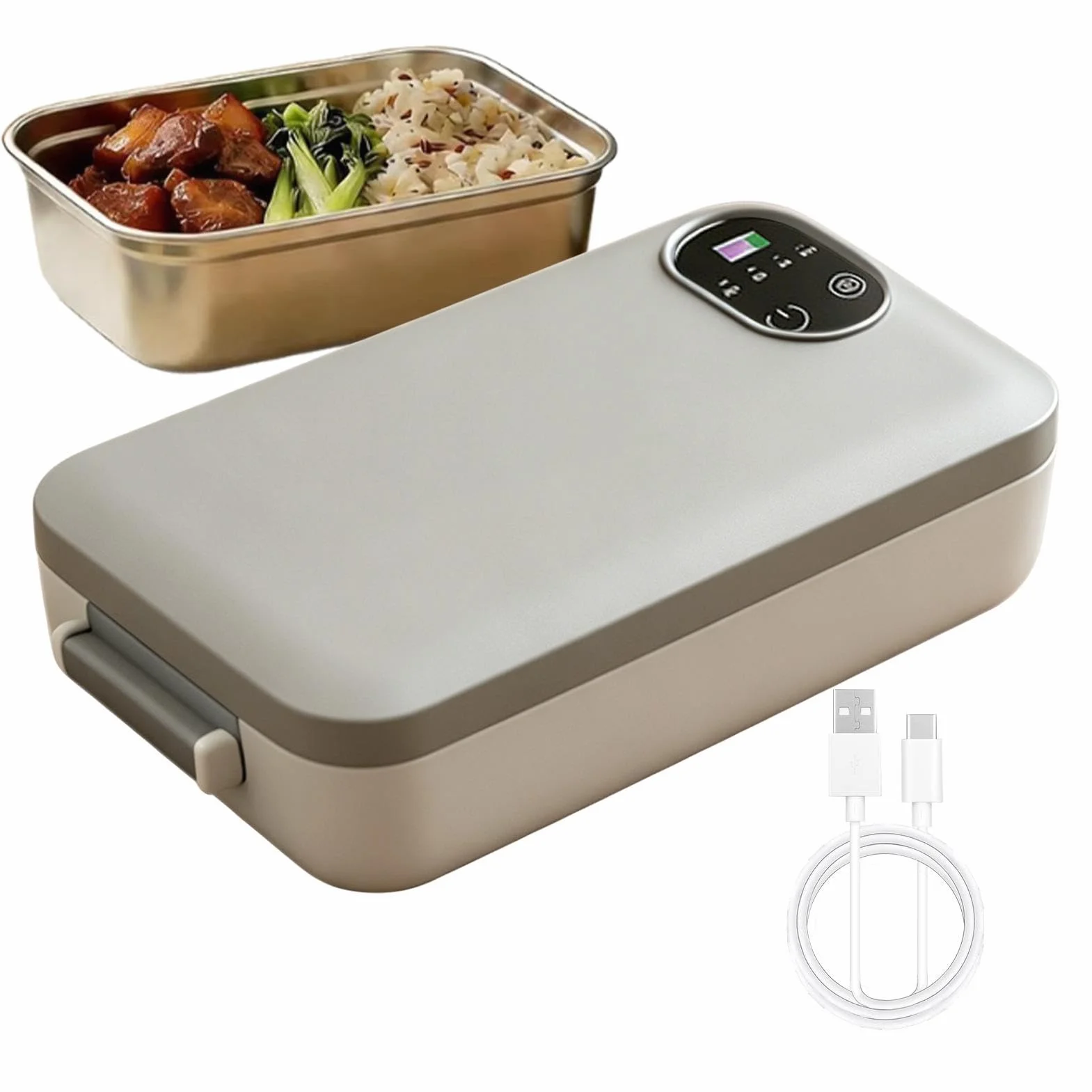 Podgrzewany Pojemnik Na Lunch 900 ml Regulowana Temperatura Podgrzewacz do | Pudełko Podgrzewające Jedzenie Praca Biuro Piknik Budowa Ciężarówka Samochód Kemping Podróż Dom Akademik Szpit