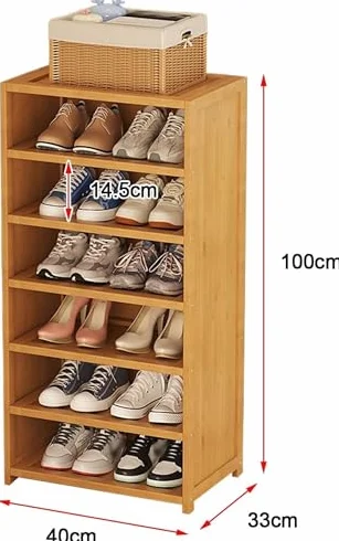 Wąski bambusowy, 11-poziomowy pionowy stojak na buty, oszczędność miejsca z oddychającymi drzwiami, do szaf wejściowych i szafek (30 x 33 x 98 cm) stylowe rozwiązanie do przechowywania