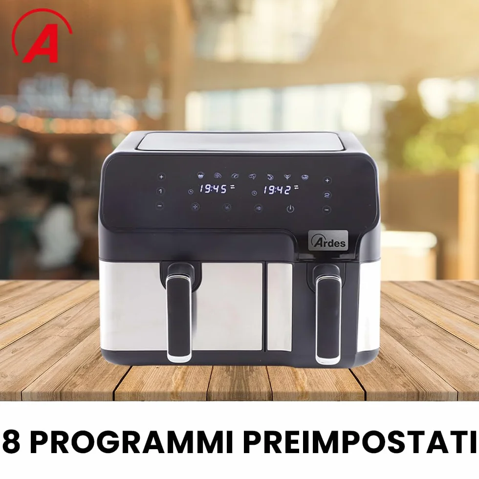 ARDES ARFRYA03D ELDORADA DUAL frytkownica powietrzna - frytkownica powietrzna z podwójnym koszem 9 litrów, frytkownica z cyfrowym wyświetlaczem dotykowym