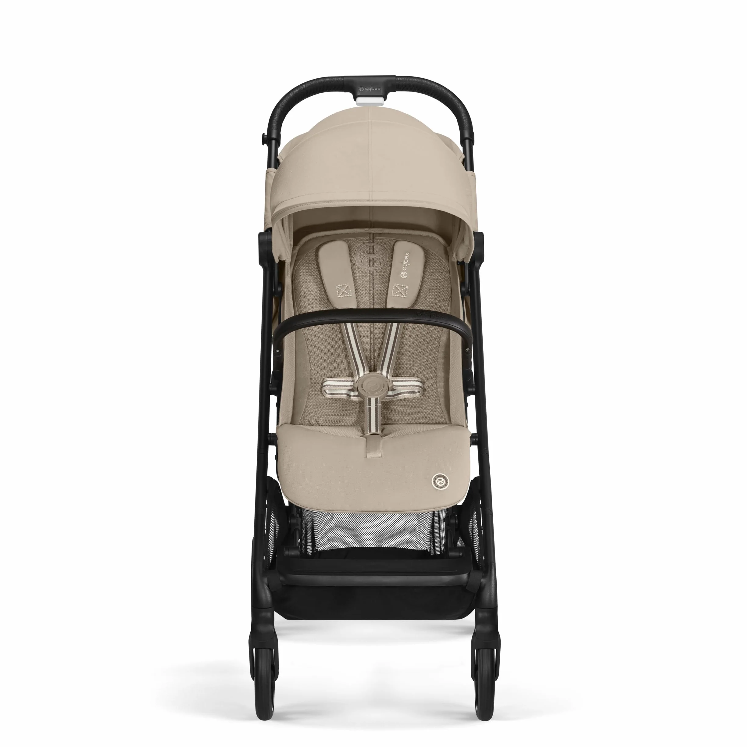 Cybex Gold Wózek dziecięcy Beezy z uprzężą One-Pull Harness, Od urodzenia do ok. 4 lat (maks. 22 kg), Kompaktowy i ergonomiczny, Almond Beige (Beżowy z czarną ramą)