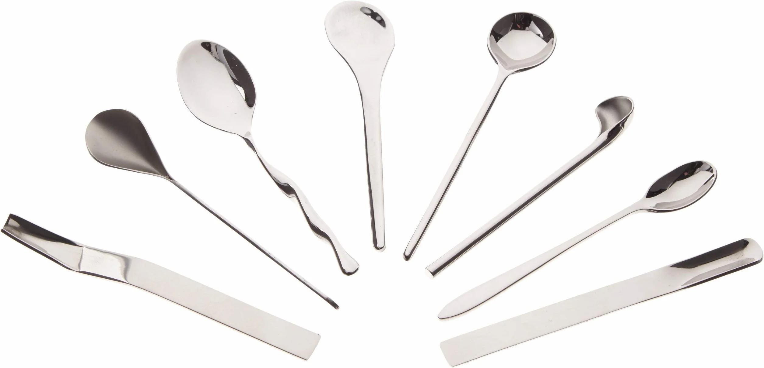 Alessi Il caffè/tè Alessi MSPOONSET – zestaw 8 łyżek do kawy, ze stali nierdzewnej 18/10, polerowane, srebrne