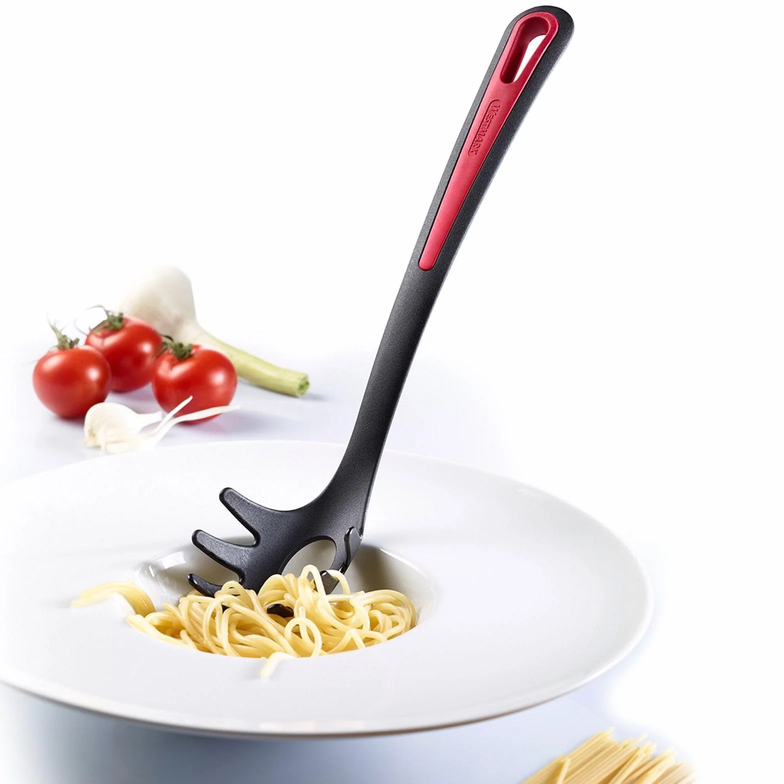 Westmark Łyżka do serwowania/nakładania spaghetti, Długość: 30,5 cm, Gallant, Czarna/Czerwona, 29602270
