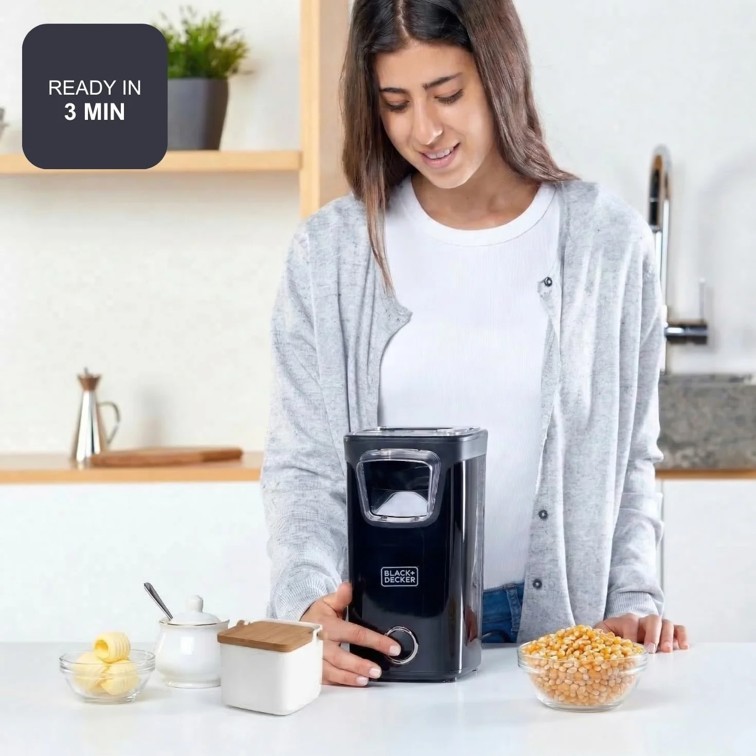 Black+Decker Maszyna do Popcornu, Czarny, 16 x 13.5 x 25.5 cm