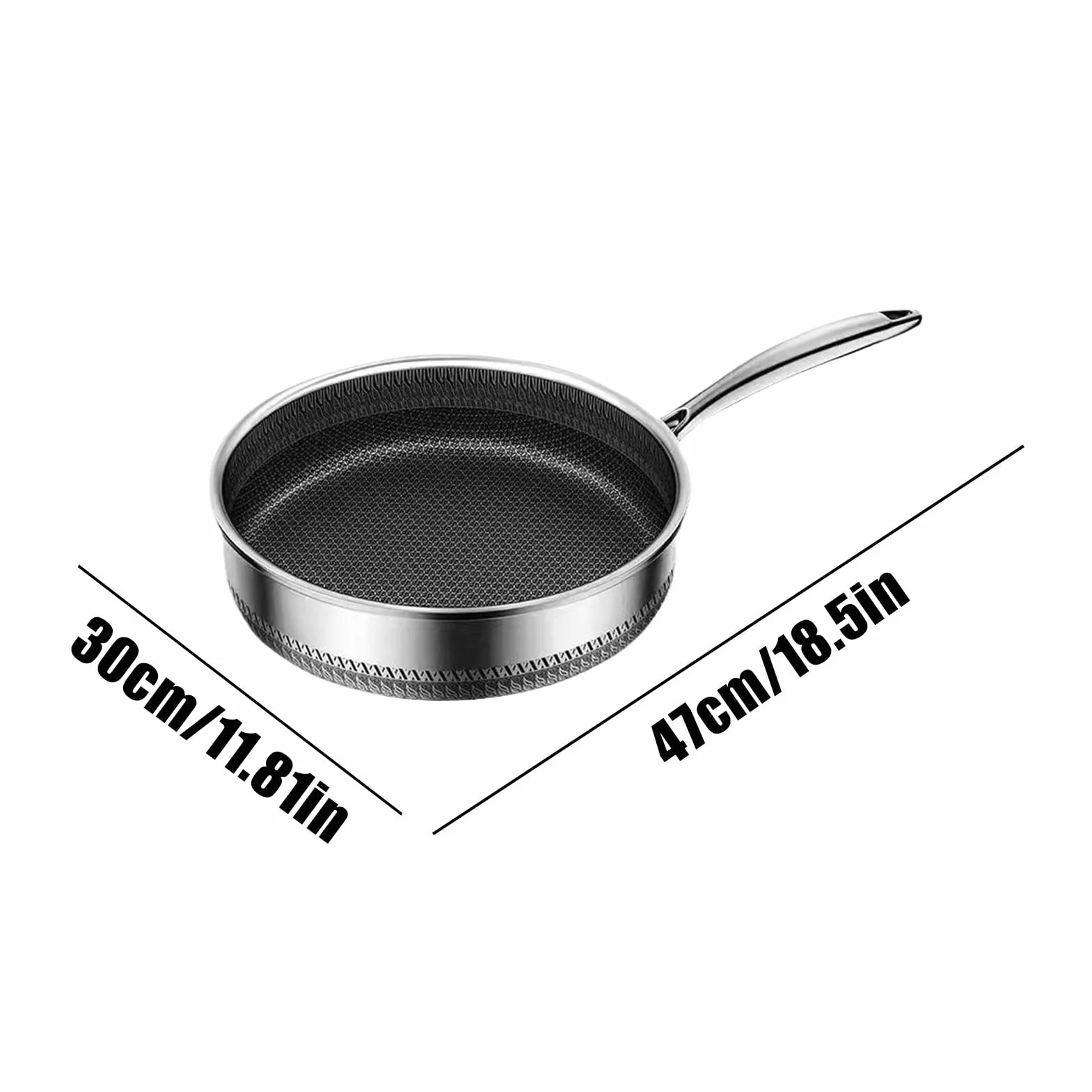 Generisch Patelnia ze stali nierdzewnej, nieprzywierająca patelnia z wysoką krawędzią, przybory kuchenne do gotowania, smażenia, duszenia, pieczenia, omletu, ryb, steków, naleśników, kuchni domowej