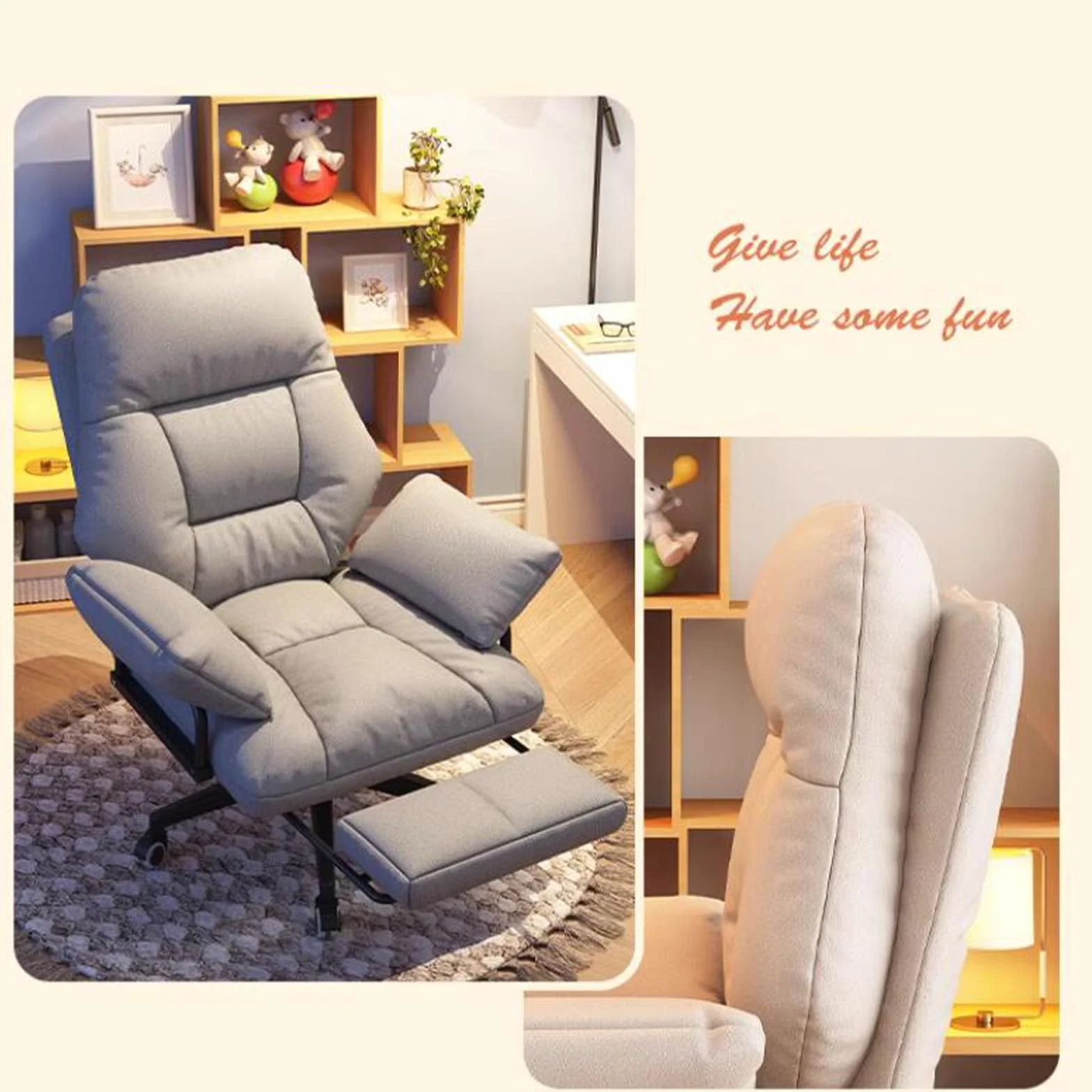 Ergonomiczny fotel biurowy z podnóżkiem, wysokie oparcie, krzesło biurowe dla dyrektorów, do domu i biura, wygodna, rozkładana sofa, wodoodporna tkanina techniczna, idealna do gier i relaksu