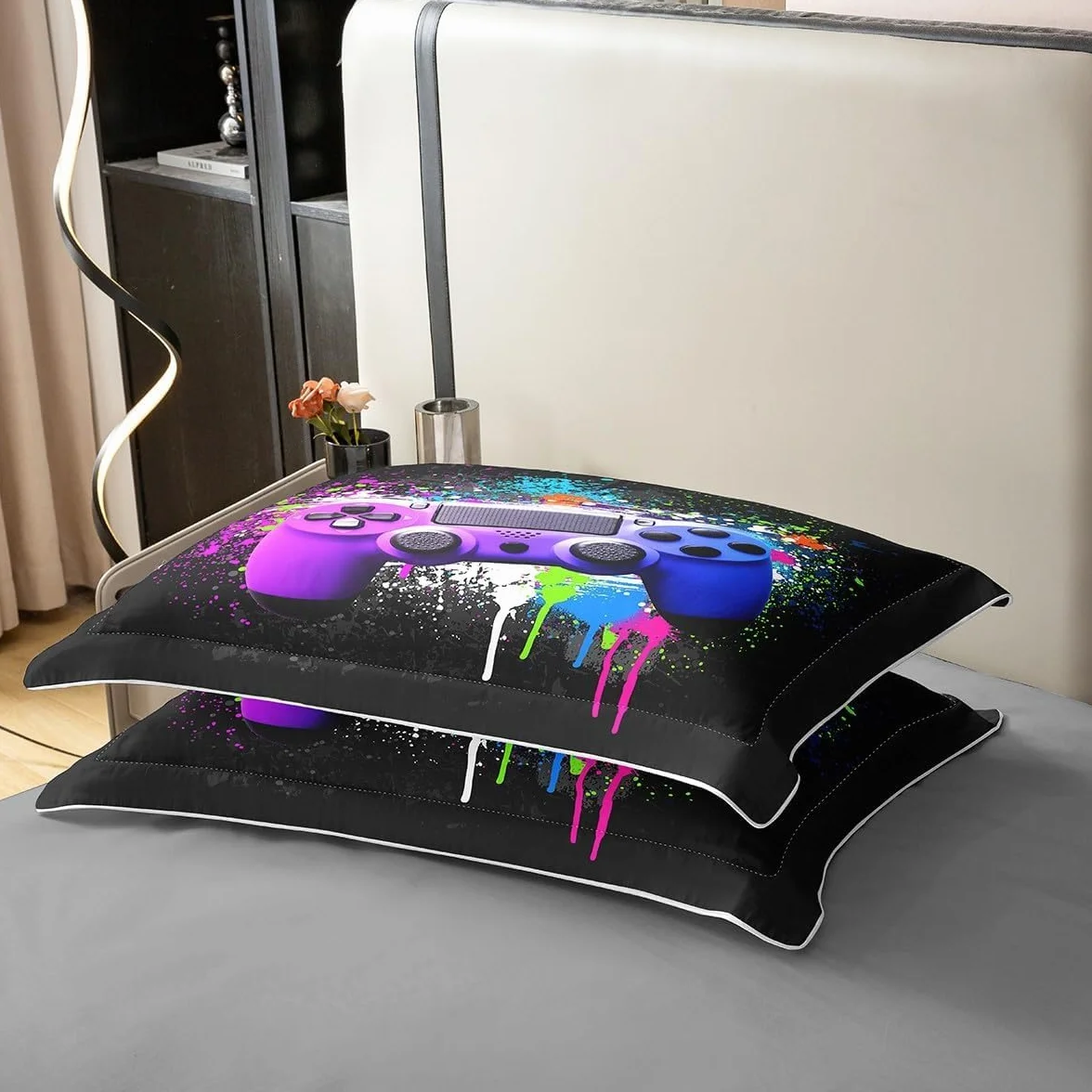 Gry poszewka na kołdrę 220 x 260 cm 100% bawełna gra dla dzieci i chłopców materiały pościelowe młodzieżowy kontroler gier krawat barwiona poszewka na kołdrę gra gracz dekoracja pościel materiały do