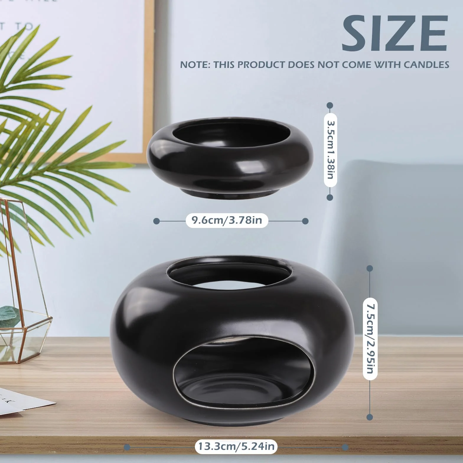 WD&CD Palnik do topienia wosku, ceramiczne palniki olejowe, dyfuzor zapachowy, aromaterapia, świecznik, dyfuzor zapachowy, dekoracja domu, sypialni, czarny