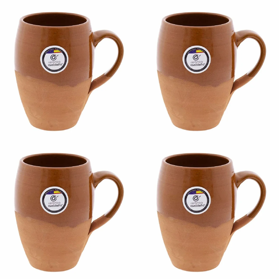 CERAMICZNA RAMBLEÑA | Kubek do piwa | Opakowanie x4 słoik czerwonego błota - Model 06 | Dzbanki piwa w czerwonym błocie | Szklanki do wody | 100% ręcznie robione | 330 ml