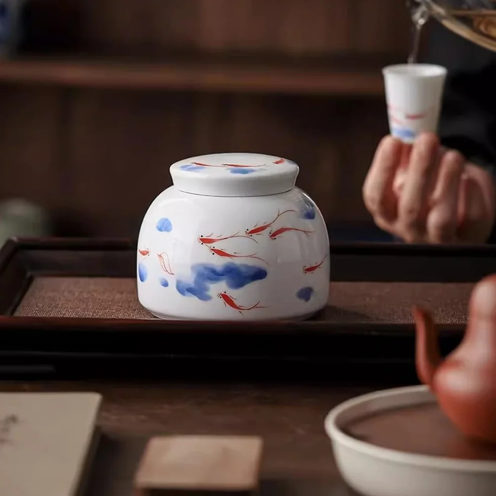 TEESONG Słoiki na herbatę ręcznie malowane ceramiczne puszki na herbatę domowe pu'er czarna herbata luźna puszki na herbatę zamknięte puszki na herbatę z pokrywkami pojemniki do przechowywania herbaty