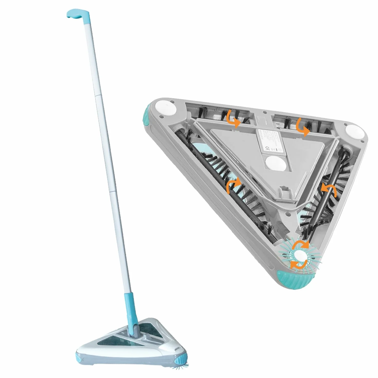 Elektryczny Mop do Podłóg - 4 Obrotowe Szczotki 360º z Pojemnikiem - Bezprzewodowa Zamiatarka z Oświetleniem LED - Składany Mop idealny do Drewna, Płytek, Laminatu i Dywanów