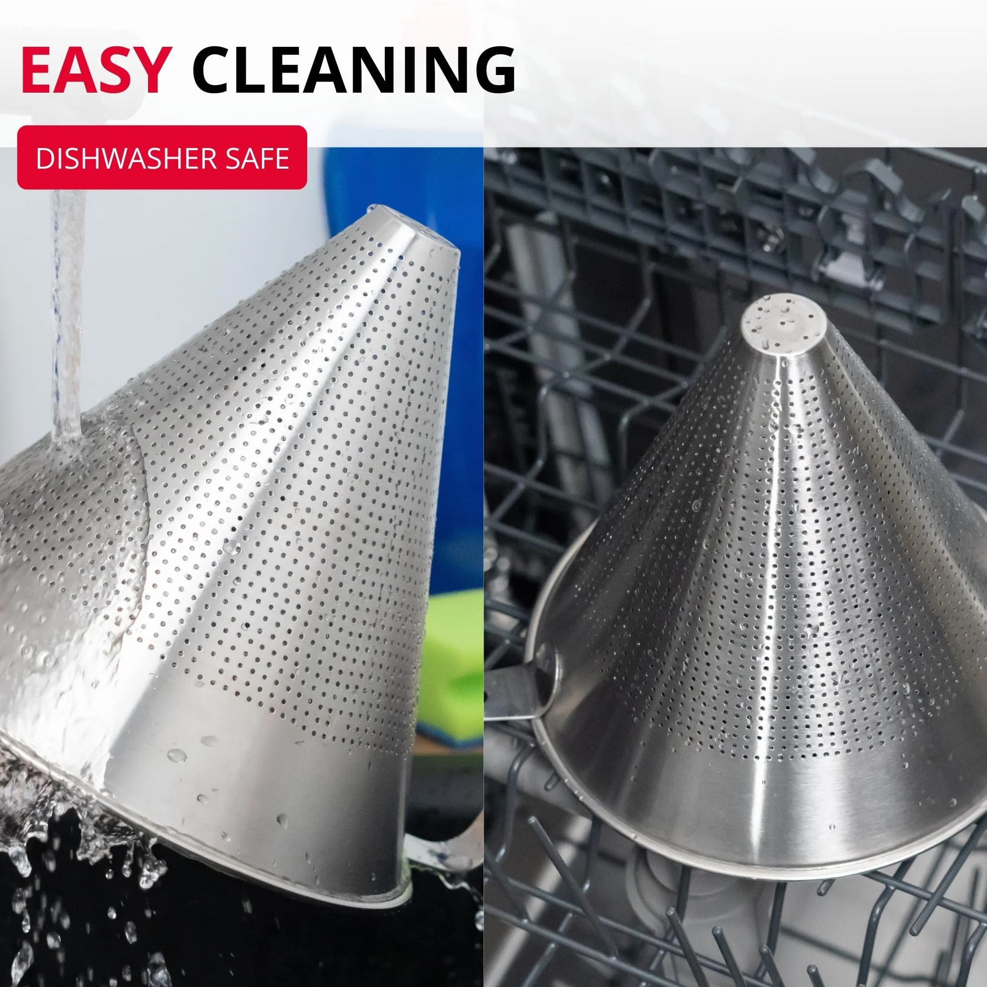 Westmark Sito szpiczaste Chinois Pro – drobne sitko z perforacją na całym obwodzie – sito ze stali nierdzewnej – optymalne do bulionów, kremów i sosów – srebrne, Ø 20 cm