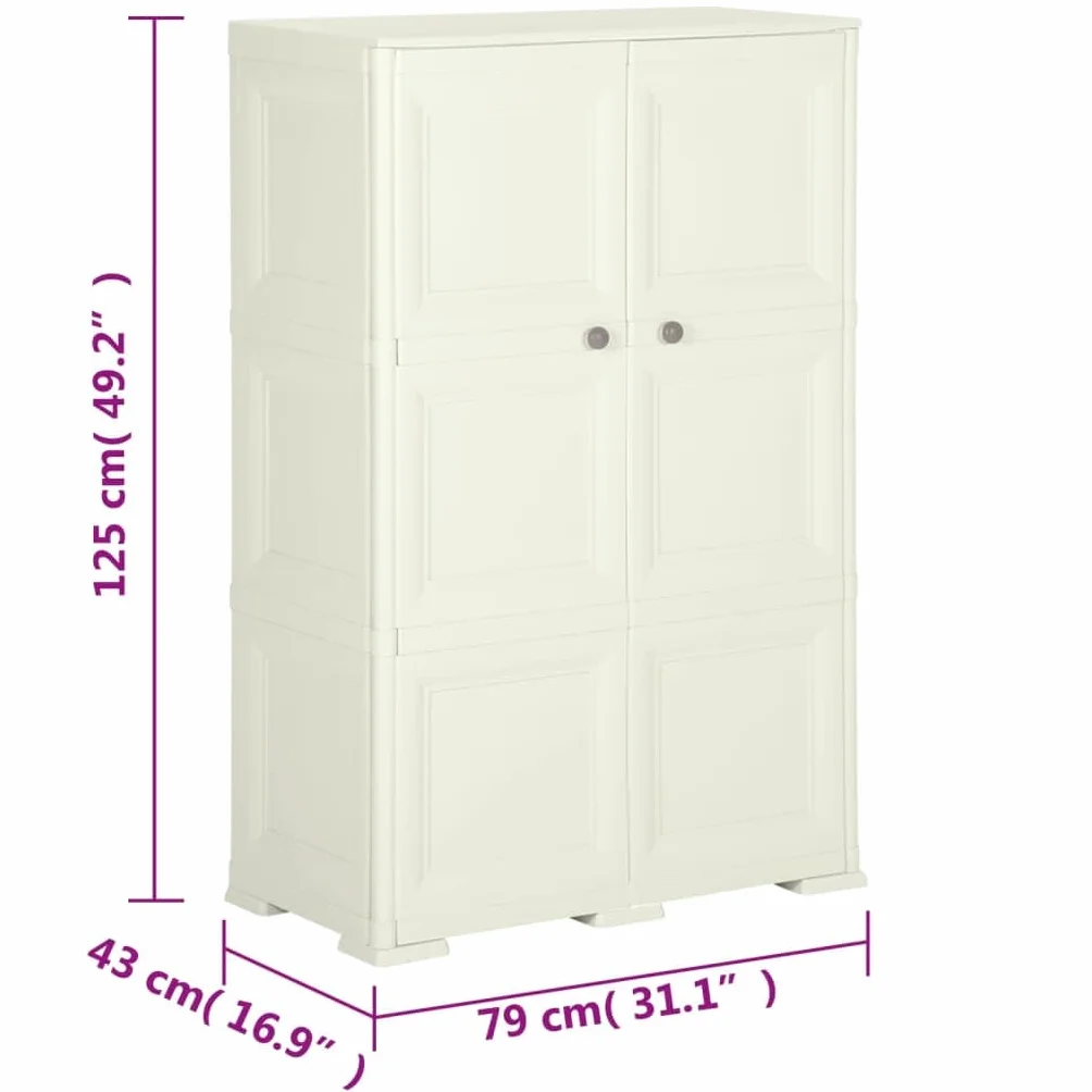 vidaXL Szafka plastikowa, 79x43x125 cm, wygląd drewna, waniliowa, szafka magazynowa, szafka do magazynku, szafeczka, szafki magazynowe