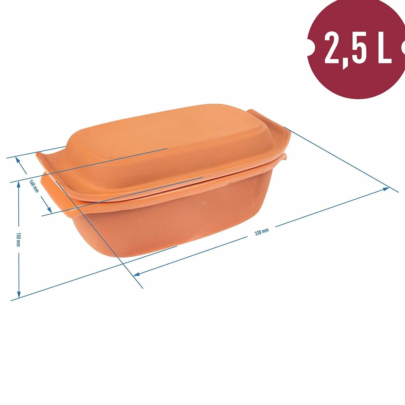 Clay Baker 2,5 l - kamionka, naczynia gliniane, rzymskie naczynie do pieczenia, garnek rzymski